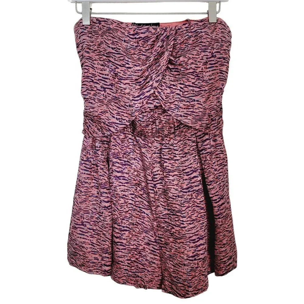 Elizabeth And James Sz 2 Emma Shorts Romper 100% Silk Pink Strapless Feminine
